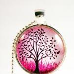 Tree glass pendant necklace
